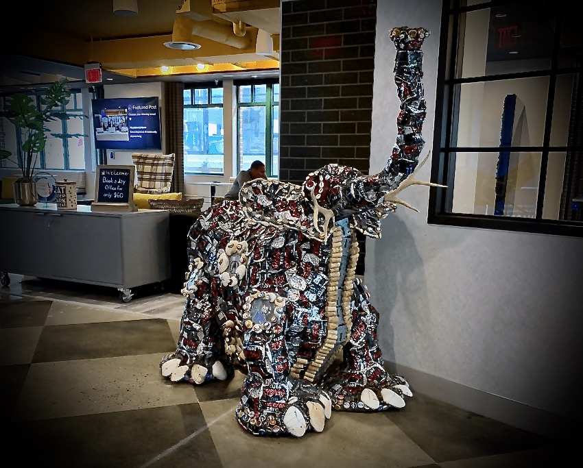 photo of an elephant crafted out of found items by Noah Williams